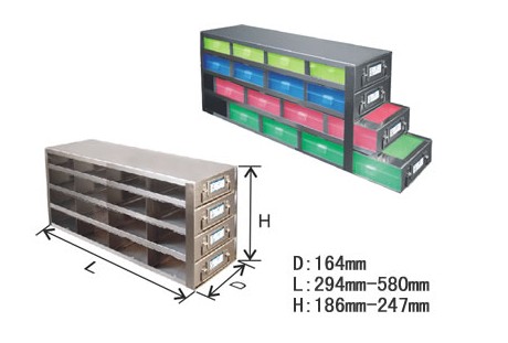 存放100孔帶鉸鏈塑料樣品盒的立式冰箱分隔架-UFDHT系列